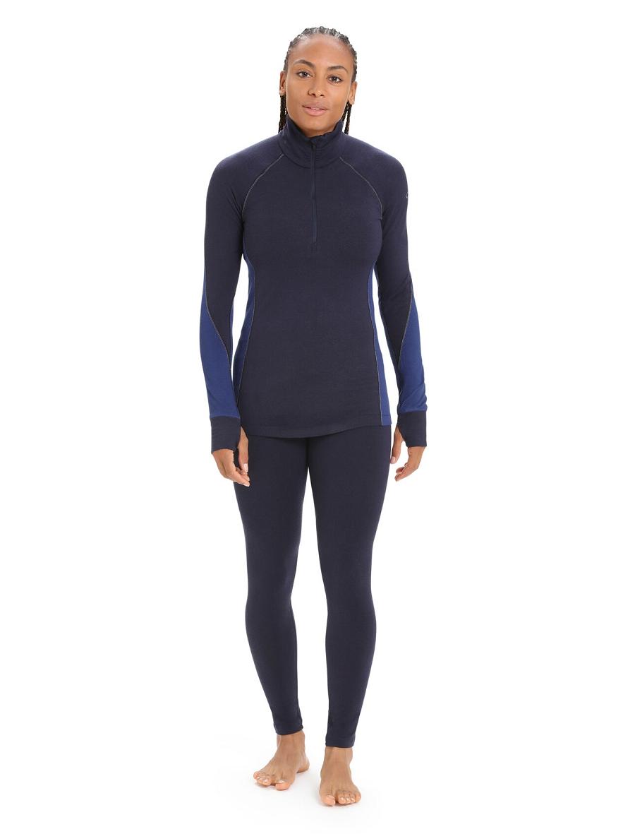 Base Layers Icebreaker BodyfitZone™ Merino 260 Zone Long Sleeve Half Zip Thermal Top Damskie Granatowe Królewski Niebieski Granatowe | PL 1050YXFU